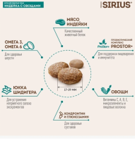 SIRIUS Сухой корм для собак крупных пород индейка с овощами (15 кг)