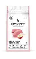 Акция 1+1 BOWL WOW сухой корм для взрослых собак средних пород с индейкой, рисом и добавлением яблока 2 кг