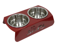 Миски две с подставкой [2 мет. миски 0,5л] Зооник Красный