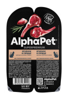 AlphaPet Superpremium пауч для взрослых стерилизованных кошек мясные кусочки в желе Ягненок и сердце 80г