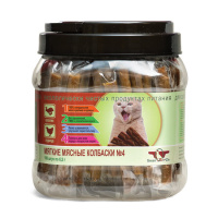 Лакомство для собак ПОДВИЖНОСТЬ №4, Мягкие мясные колбаски для кошек, кролик+курица, ПОШТУЧНО