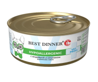 Best Dinner Vet Profi Hypoallergenic корм для собак и щенков с индейкой и кроликом 100 гр консервы