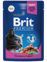 Brit Premium Пауч для взрослых кошек цыпленок и индейка 85 г. [уценка]