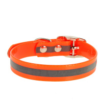 Каскад Ошейник из биотана со светоотражающей полосой шир. 20 мм., обх.шеи 30-40 см, Каскад (Оранжевый)