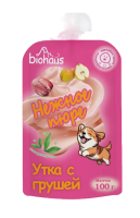 BIOHAUS Лакомство для собак Нежное пюре Утка с грушей 100 г