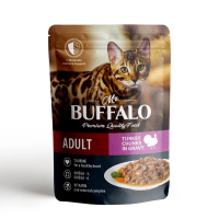 Mr.Buffalo Влажный корм ADULT SENSITIVE для взрослых котов и кошек с чувствительным пищеварением, индейка в соусе, 85 г.