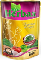 Herbax Корм для кошек курочка с морской капустой в соусе, 100 г.