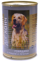 Дог ланч консервы для собак говядина с рубцом и печенью 410 гр