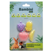 Минеральный камень Bambini Pets для грызунов "Фрукты". Количество 4 шт