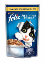 FELIX консервы для кошек [курица, томаты в желе] 75 г.