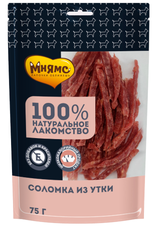 Мнямс лакомство для собак Соломка из утки 75г (уценка)