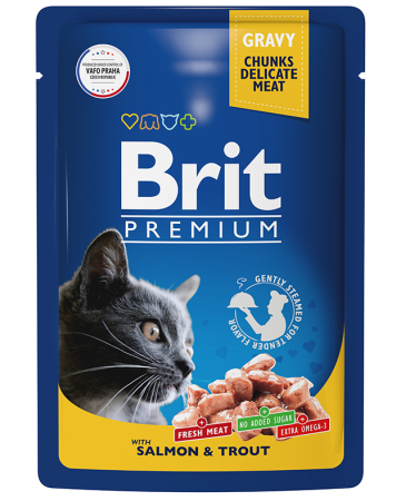 Brit Premium Пауч для взрослых кошек лосось и форель 85 г (уценка)