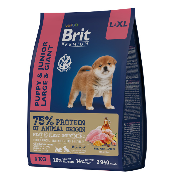 Brit Premium Dog Puppy and Junior Large and Giant курицей для щенков крупных и гигантских пород, (3 кг)