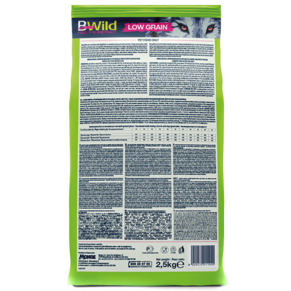 Monge Dog BWild LOW GRAIN низкозерновой корм из мяса дикого кабана для взрослых собак всех пород (2,5 кг)