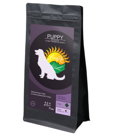 LiveRa Puppy Сухой корм для щенков, курица и индейка (уценка) (700гр)