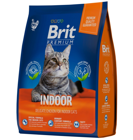 Brit Premium Cat Indoor с курицей для домашнего содер., (уценка) (400 г)