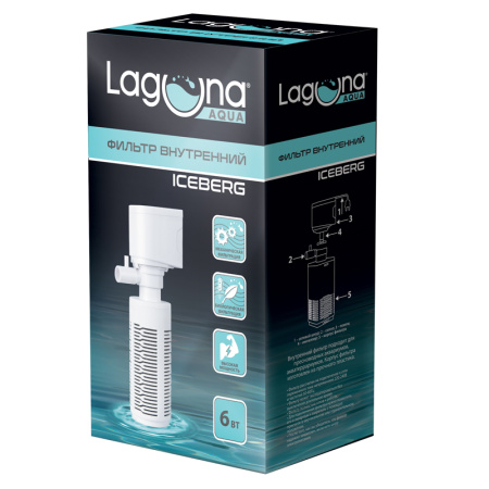 Фильтр JY501F внутренний, 6Вт, 600л/ч, до 200л, 50*70*170мм, серия ICEBERG