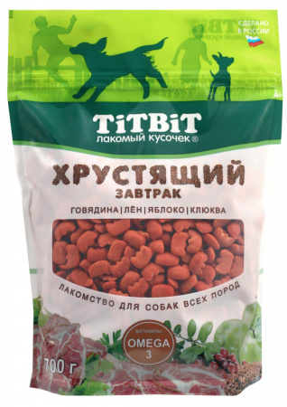 Титбит Лакомство для собак Завтрак хрустящий с говядиной (уценка) (700г)