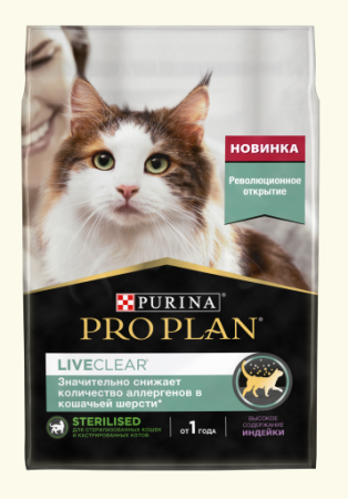 ПРОПЛАН LiveClear для стерилизованных кошек с индейкой (уценка) (400 гр)