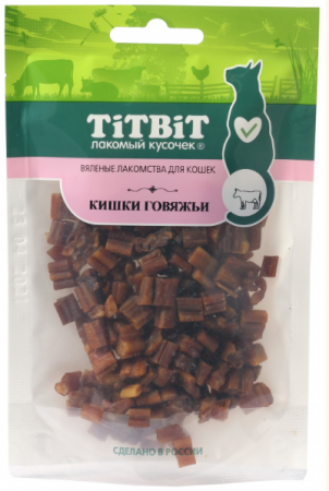 Титбит 017401 Кишки говяжьи д/кошек (Вяленые лакомства) 35г (уценка)