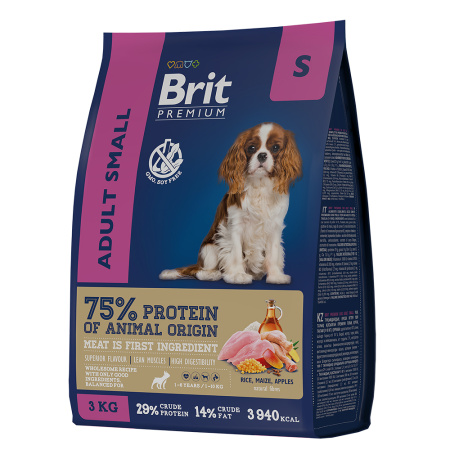 Brit Premium Dog Adult Small с курицей для взрослых собак мелких пород (1–10 кг), (уценка) (1 кг)