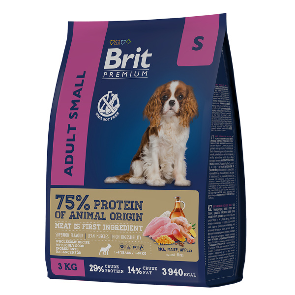 Brit Premium Dog Adult Small с курицей для взрослых собак мелких пород [1–10 кг], (3 кг)
