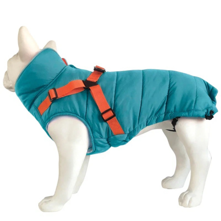 Попона утепленная с шлейкой "Active" серия OUTDOOR (XL, бирюзовая, размер 40см)