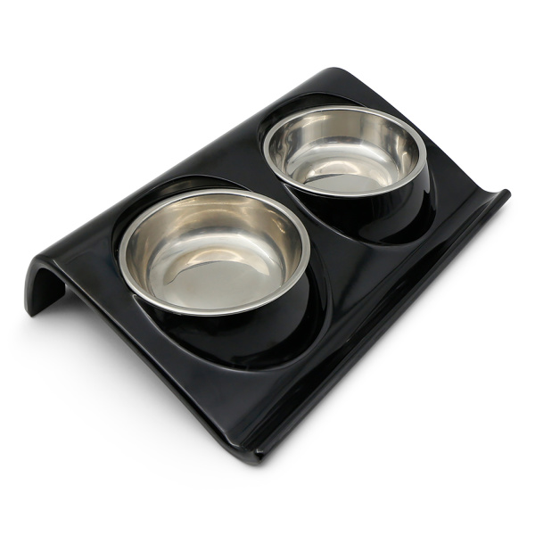 SuperDesign миска двойная на меламиновой подставке Z формы черная (2х160 мл)
