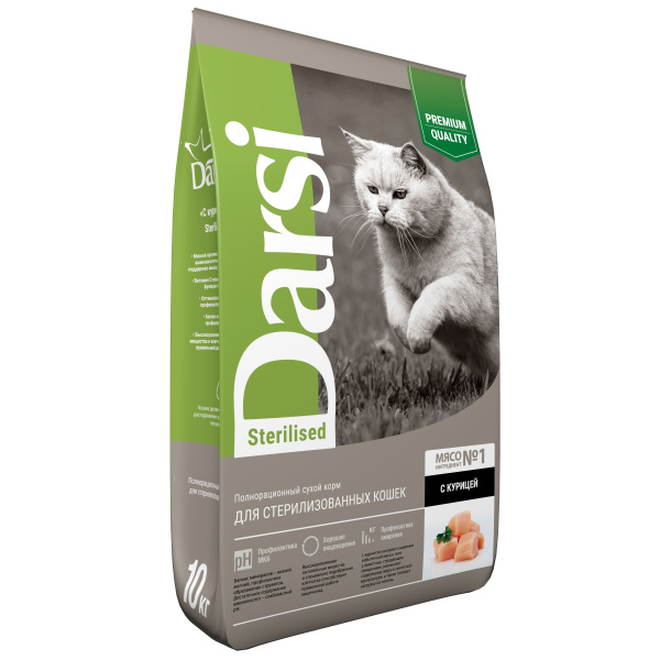 Darsi сухой корм для стерилизованных кошек, курица (1,8кг)