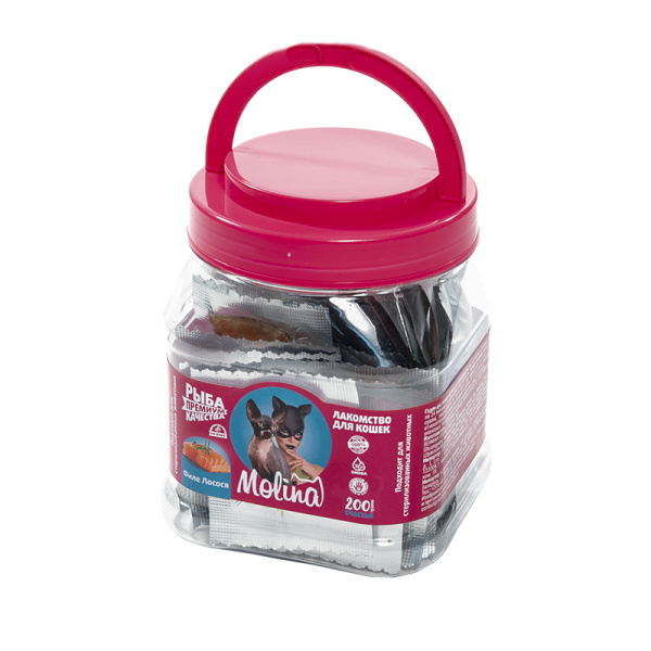 Molina Лакомство для кошек Филе лосося, ведро, 200 г. (200г)