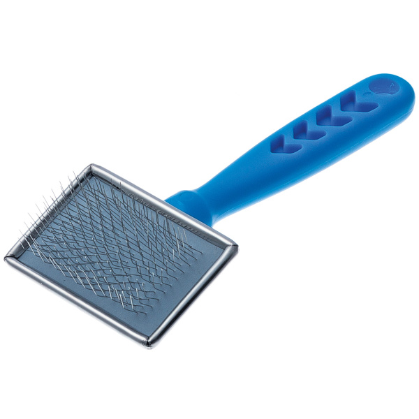 Пуходерка DeLIGHT металлическая с пластиковой синей ручкой (малая)