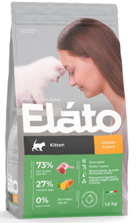 Elato Holistic корм для котят с курицей и уткой, (уценка) (1,5кг)