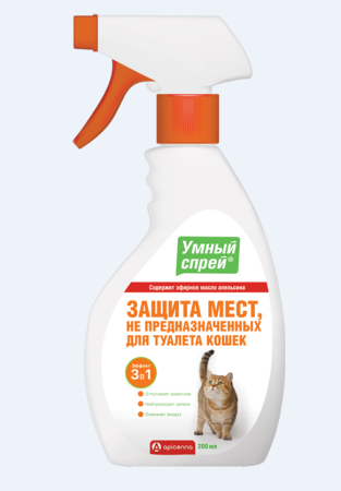 Apicenna Умный спрей Защита мест НЕ предназначенных для туалета для кошек, 200 мл. (уценка)