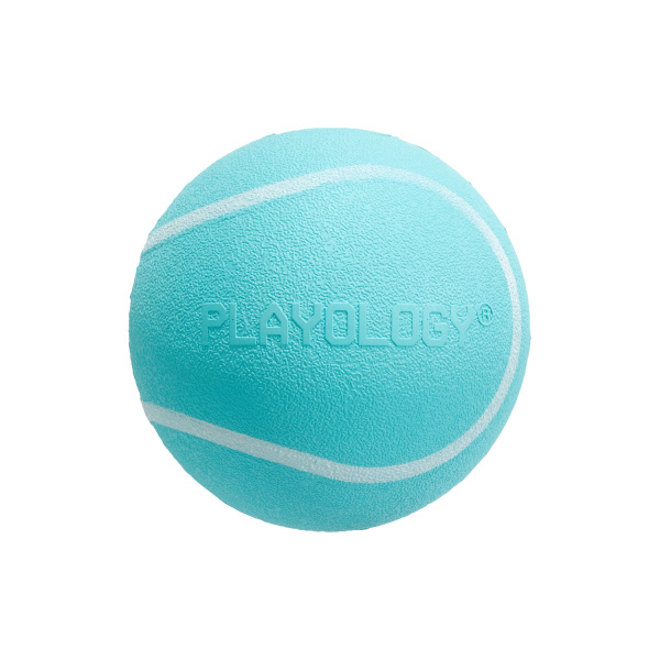 Playology хрустящий жевательный мяч SQUEAKY CHEW BALL (8 см с пищалкой и с ароматом арахиса, голубой)