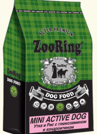 ZOORING MINI ACTIVE DOG Сухой корм для взрослых активных собак мини и средних пород Утка и рис, (уценка) (700гр)
