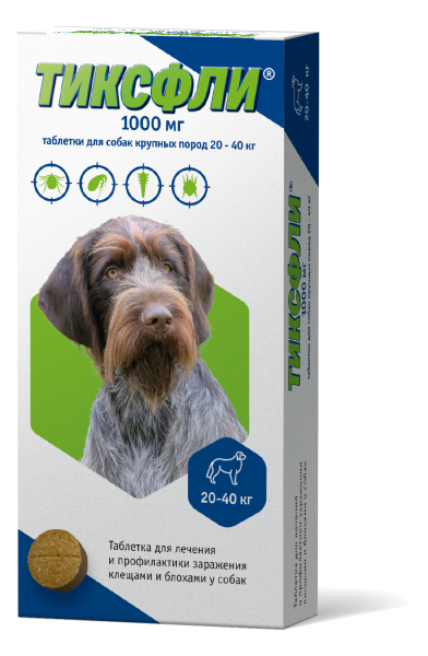 Тиксфли против блох и клещей [1 табл.] (20-40 кг, 1000 мг)