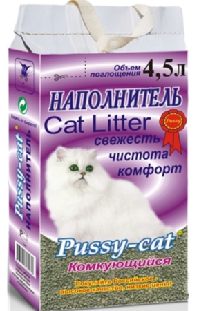 Pussy-cat комкующийся наполнитель для кошек, (уценка) (4,5 л (4кг)*3)