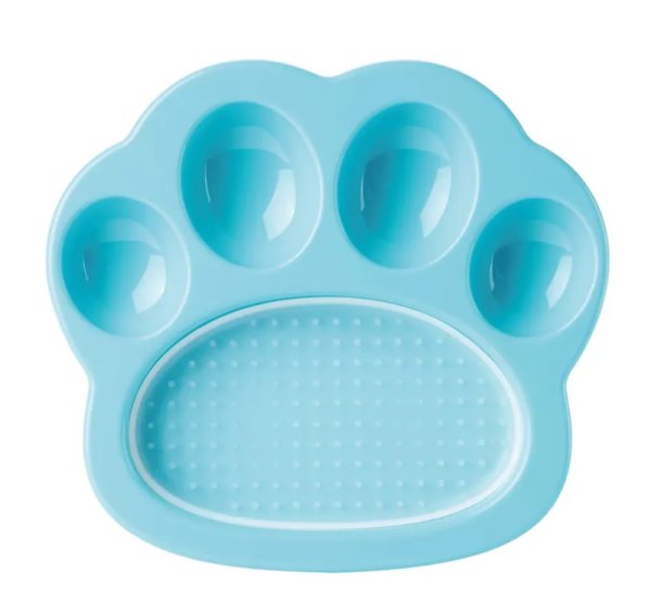 Миска Лапа для медленного кормления 2в1 мини, / PetDreamHouse PAW 2-IN-1 Mini Slow Feeder & Lick Pad Baby Blue Easy, 200 гр (голубая)