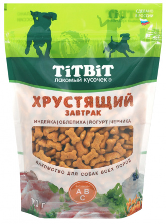 Титбит Лакомство для собак Завтрак хрустящий с индейкой (уценка) (700г)