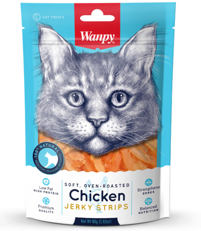 Wanpy Cat Лакомство для кошек «мягкая вяленая соломка» из курицы 80 г (уценка)